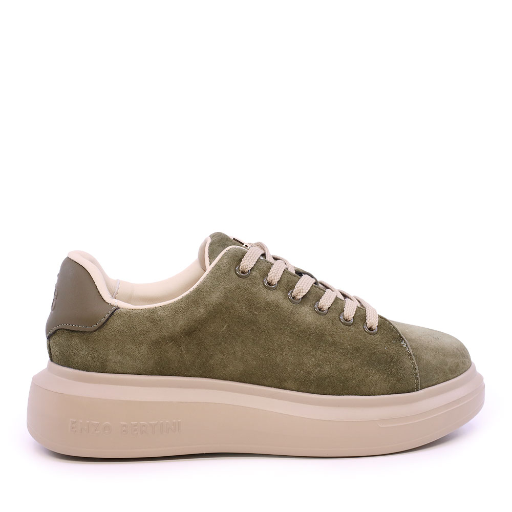 Sneakers ușori femei Benvenuti verde olive din piele întoarsă 3862DP585VKA