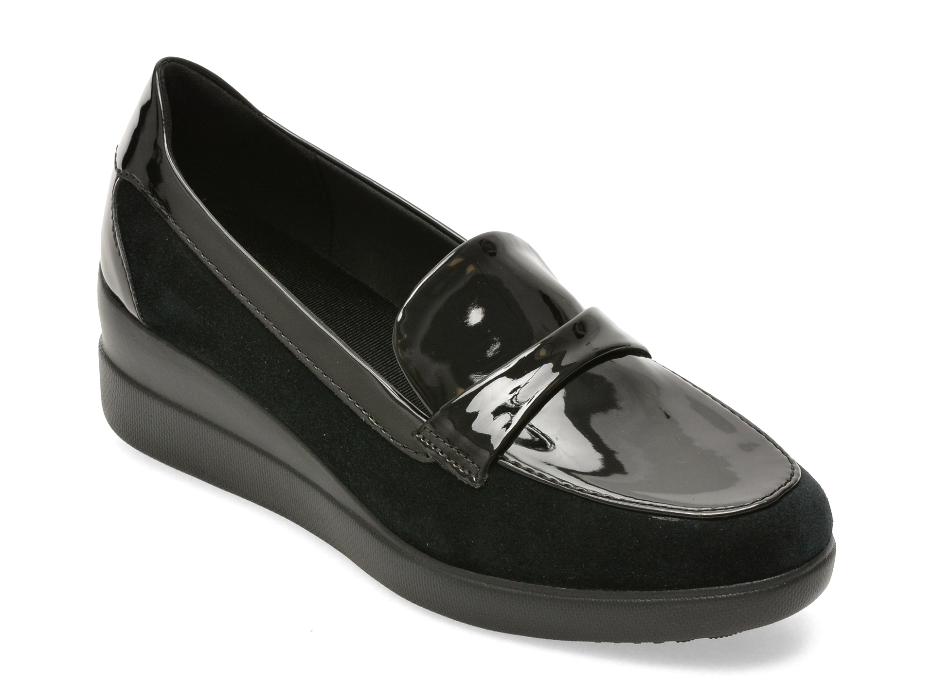 Mocasini GEOX negri, D6630A, din piele intoarsa
