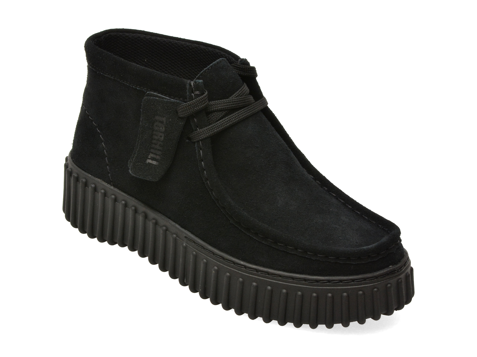 Ghete CLARKS negre, TORHILL MOSS, din piele intoarsa