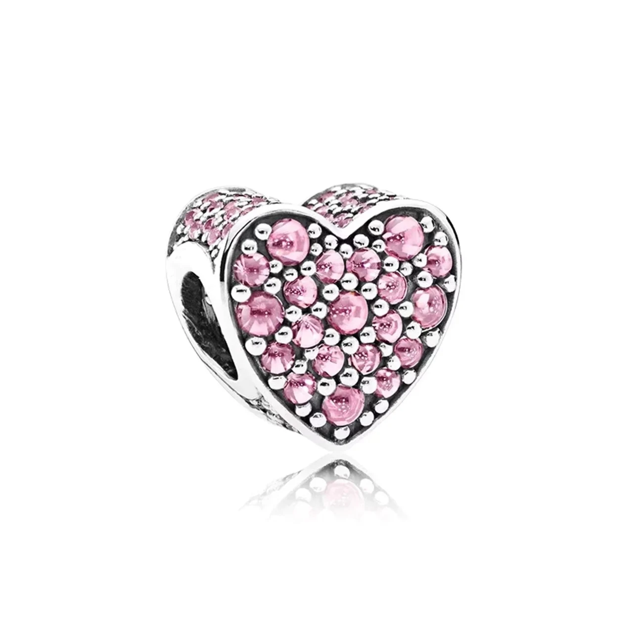 Charm/talisman argint 925, JW1172, model inima roz, placat cu rodiu