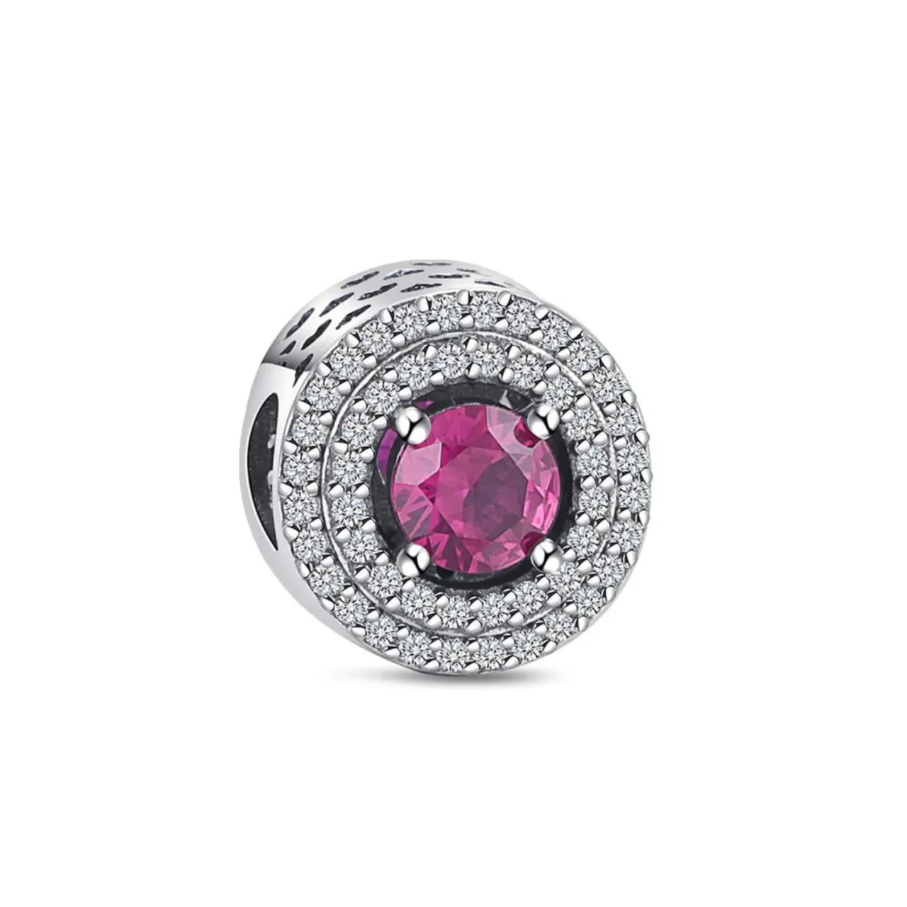 Charm/talisman argint 925, JW1177, model elegant cu piatra roz, placat cu rodiu