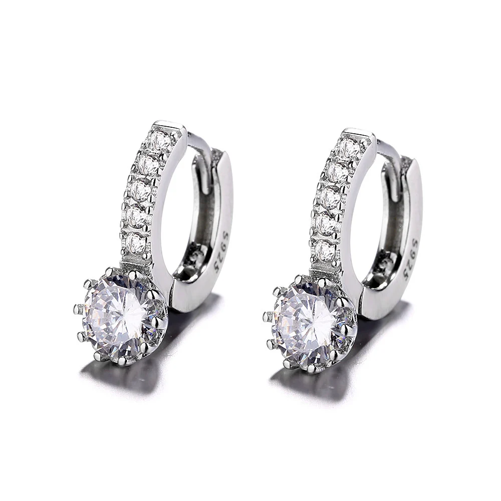Cercei rotunzi argint 925, JW795, model elegant, placati cu rodiu