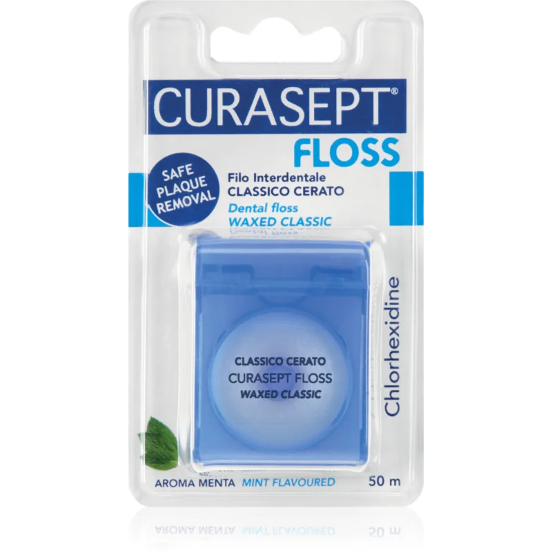 Curasept Dental Floss Waxed Classic ata dentara cu aroma de menta antibacterial 50 m