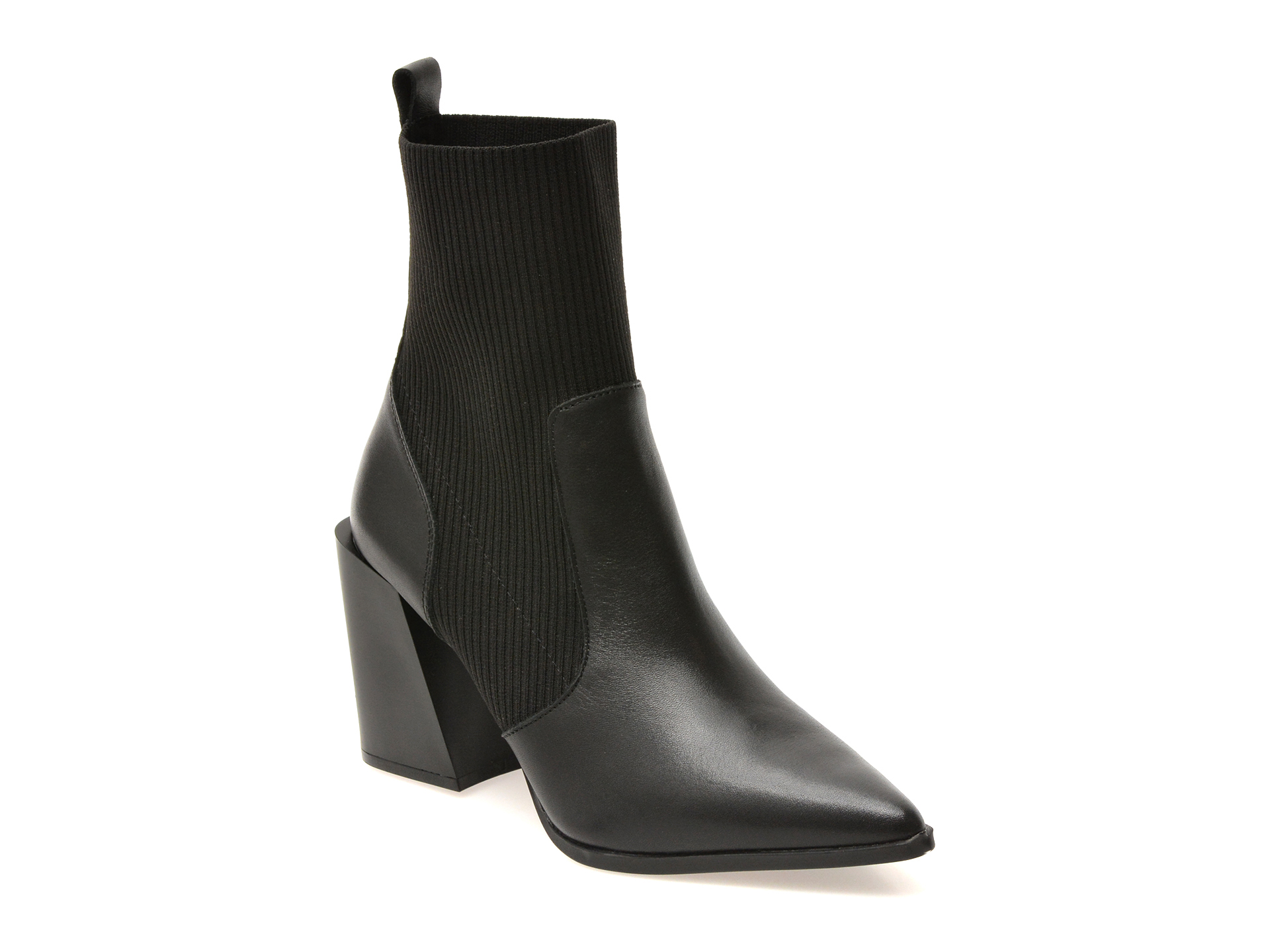 Botine elegante ALDO negre, GANINA 001, din piele naturala si material textil