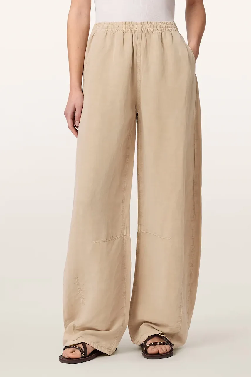AllSaints  pantaloni wide leg pentru femei cu amestec de in JETT