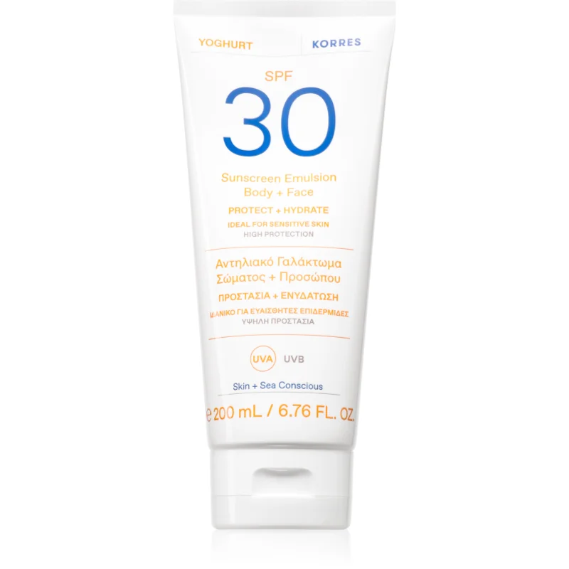 Korres Yoghurt Sunscreen lotiune pentru bronzat pentru fata si corp SPF 30 200 ml