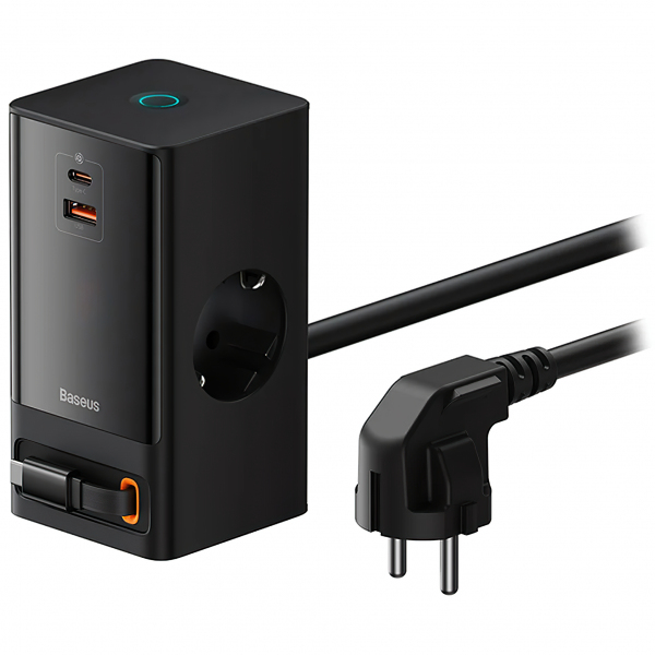 Prelungitor Baseus GaN3 Pro, 2 x Schuko - 1 x USB-A - 2 x USB-C, Negru PSLR000301
