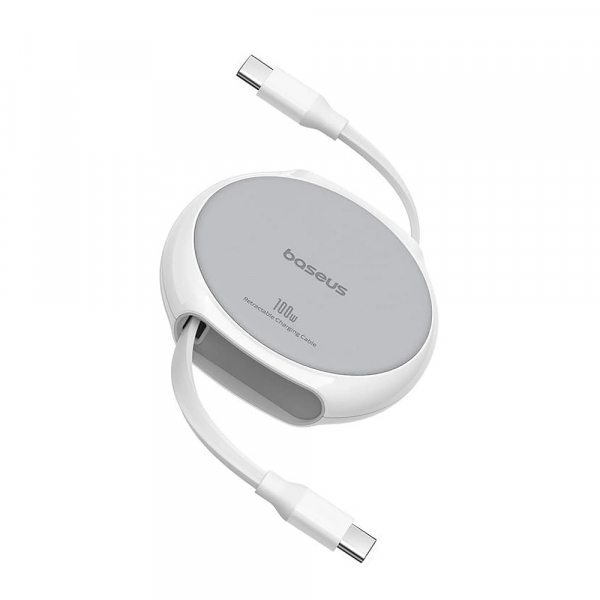 Cablu Date si Incarcare USB-C - USB-C Baseus Pathfinder Retractable, 100W, 1m, Alb P10368400211-00