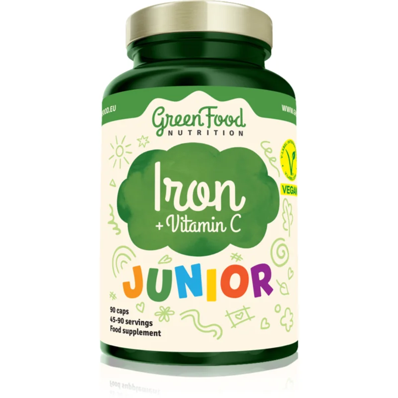 GreenFood Nutrition Junior Iron+Vitamin C capsule pentru producția normală de celule roșii și hemoglobină în sânge 44.1 g