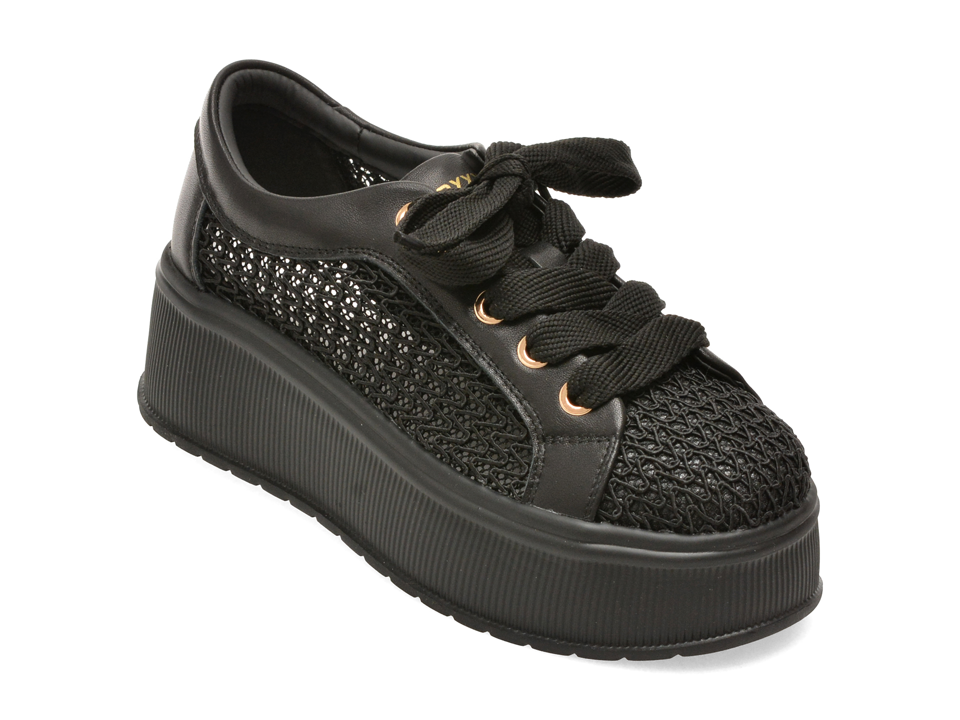 Pantofi sport GRYXX negri, DW80009, din material textil si piele naturala