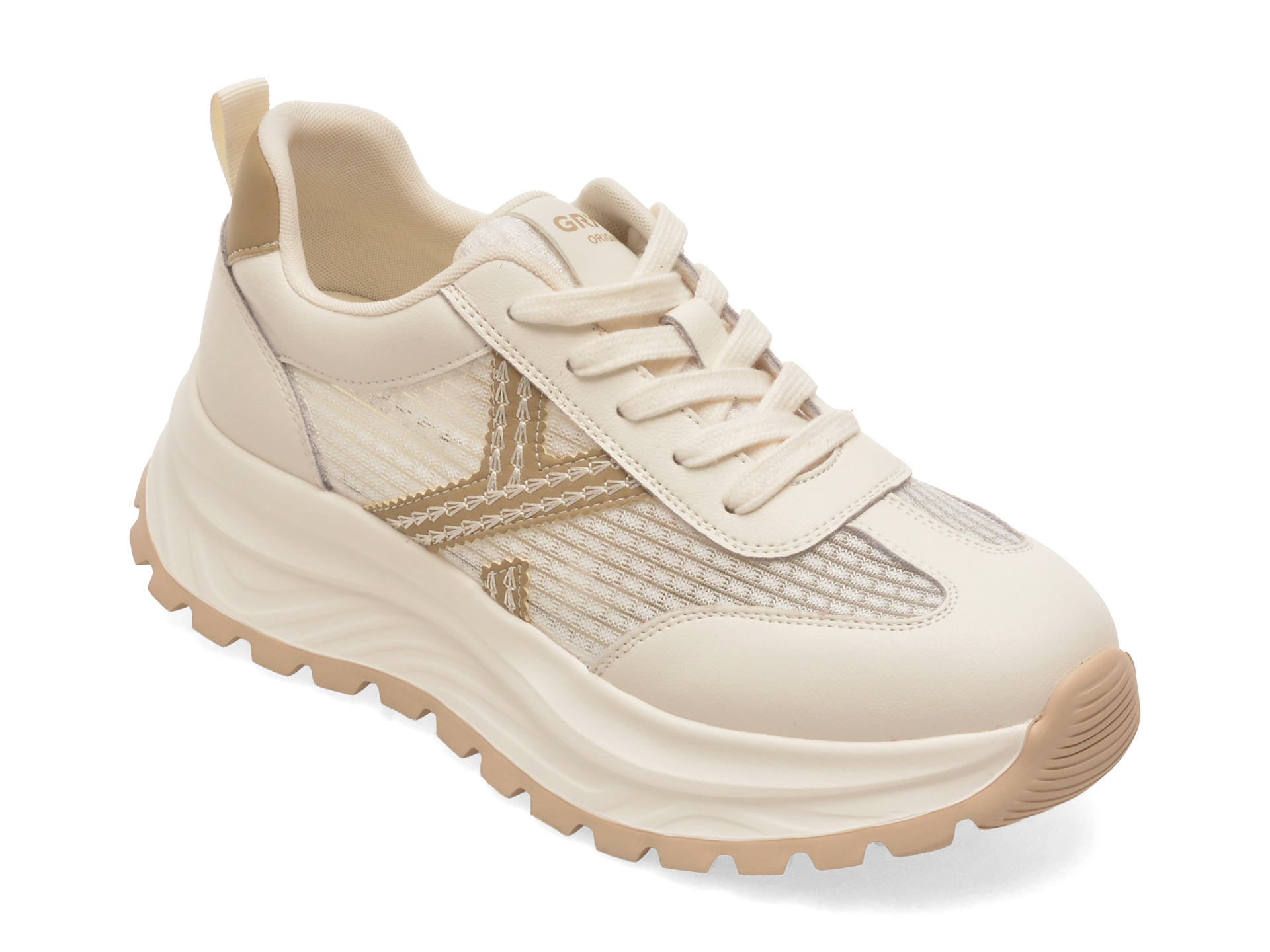 Pantofi sport GRYXX albi, DW80005, din material textil si piele naturala