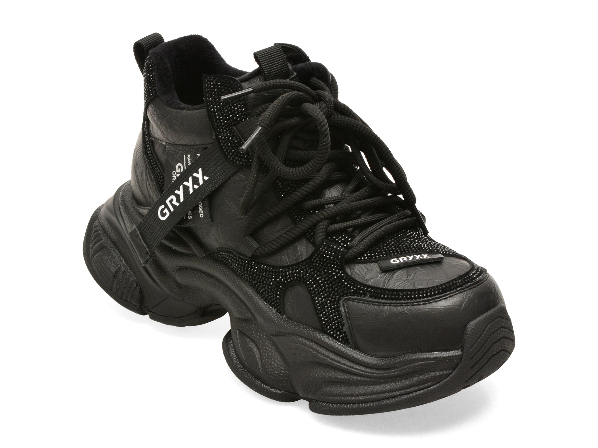Ghete GRYXX negre, 75618, din piele ecologica