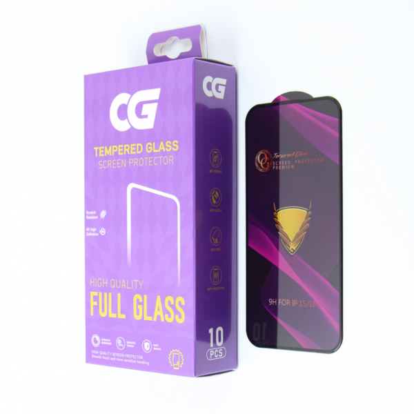 Folie de protectie Ecran OG Premium pentru Apple iPhone 14 Pro, Sticla Securizata, Full Glue, Set 10 bucati, Neagra