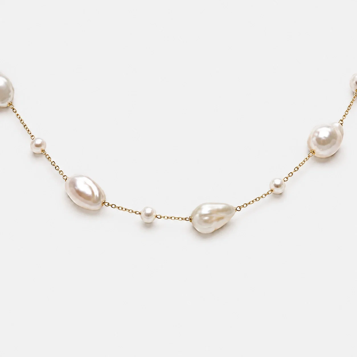 Colier dama elegant cu perle Mallorca si perle Baroque, cu inchidere reglabila