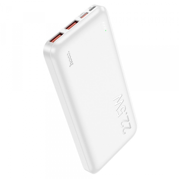 Baterie Externa HOCO J101, 10000mAh, 22.5W, QC + PD, 1 x USB-C - 2 x USB-A, Alba