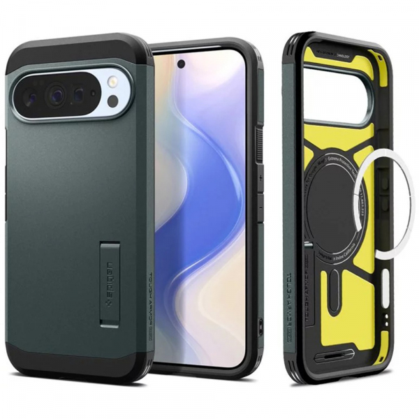 Husa MagSafe pentru Google Pixel 10 Pro XL, Spigen, Tough Armor, Verde ACS09730