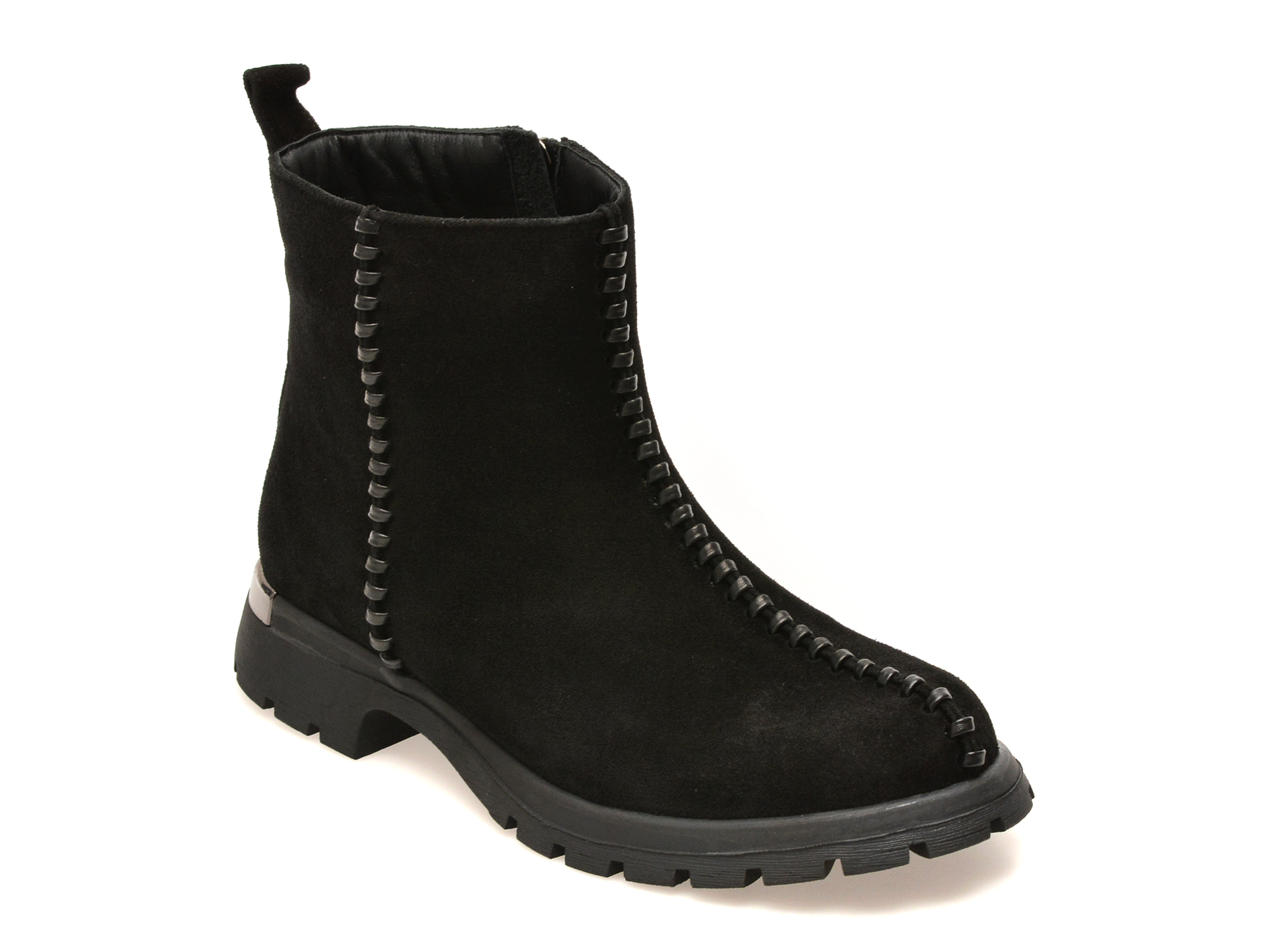 Ghete IMAGE negre, 208601, din piele intoarsa