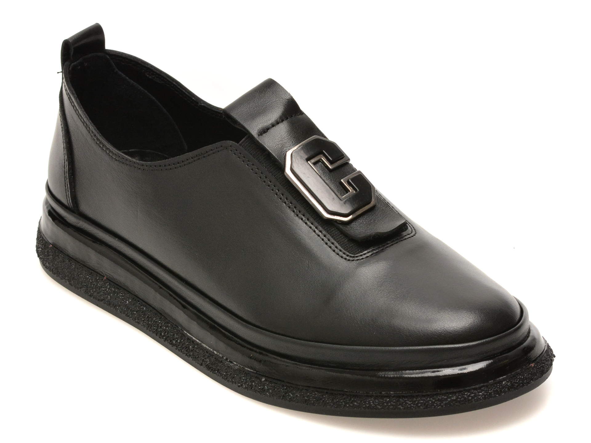 Pantofi IMAGE negri, 55035, din piele naturala