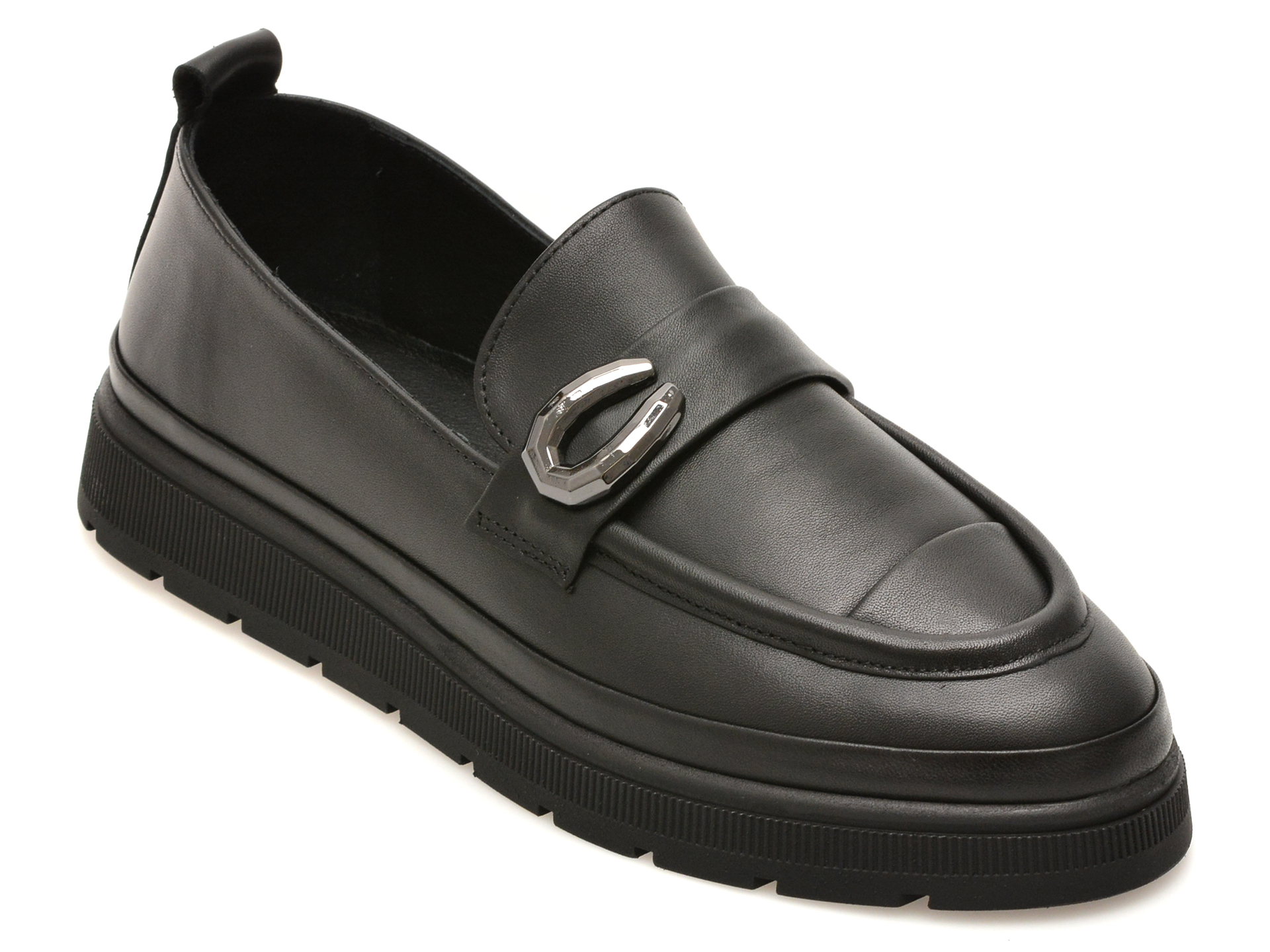 Mocasini IMAGE negri, 1467018, din piele naturala