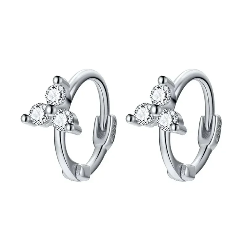 Cercei rotunzi argint 925, JW943, model floare, placati cu rodiu