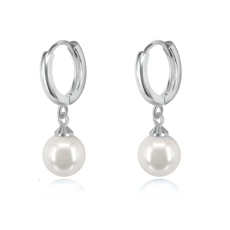 Cercei rotunzi argint 925, JW1103, model perla, placati cu rodiu