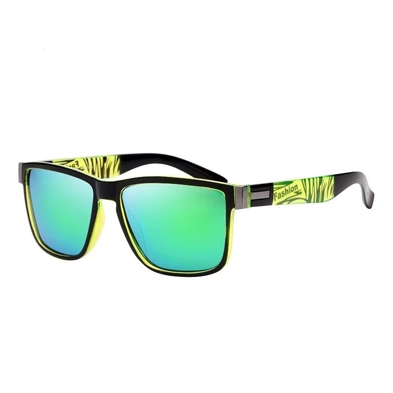 Ochelari de soare unisex, SG031, Negru/Verde