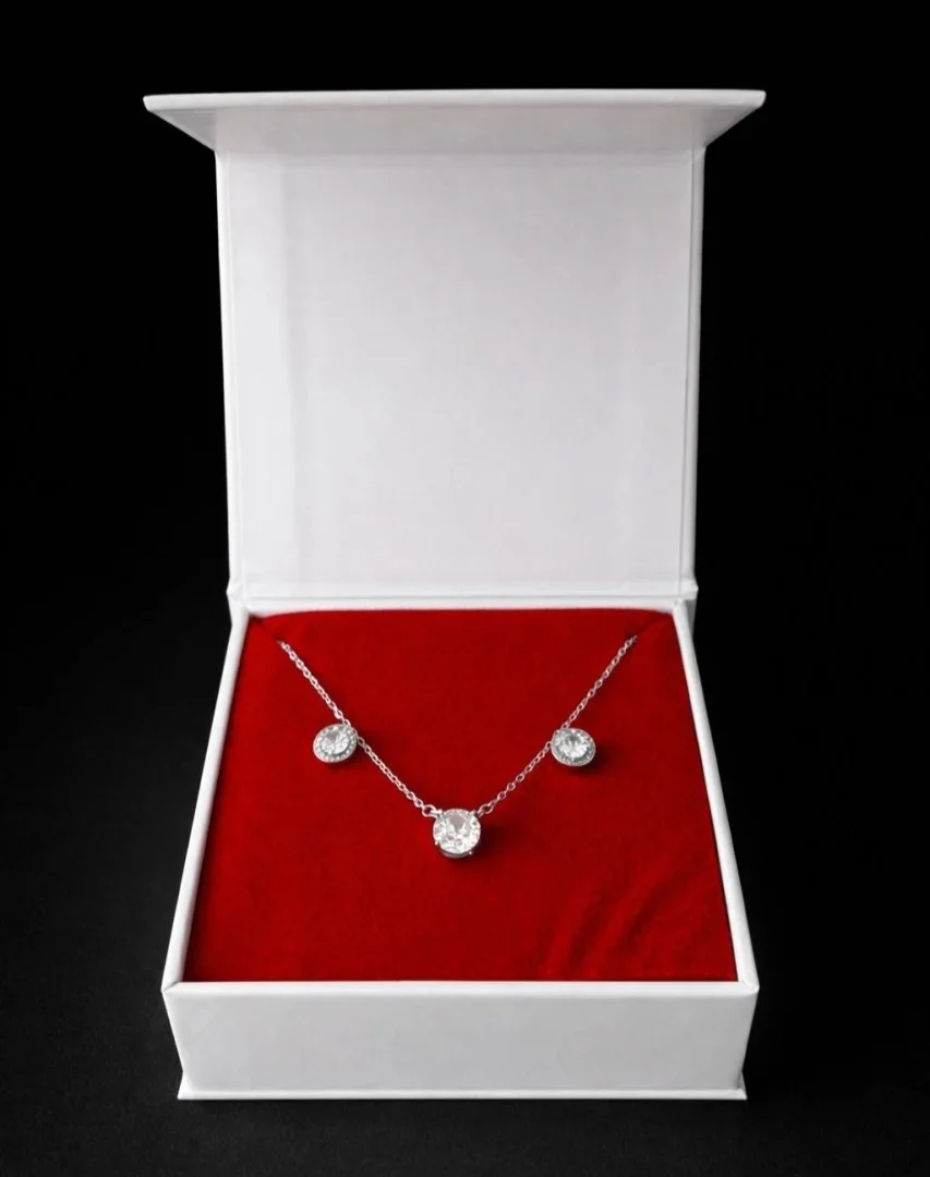 Set cadou pentru dama, Lantisor + Cercei, model elegant, SET24