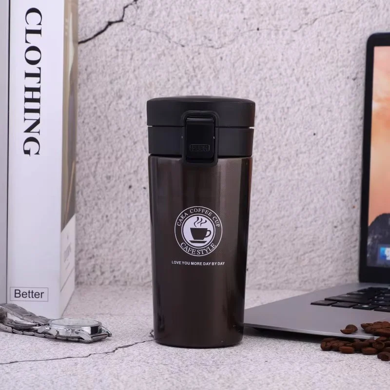 Cana Termos Premium din Inox cu Capac Flip 380 ml, TRM015, Coffee