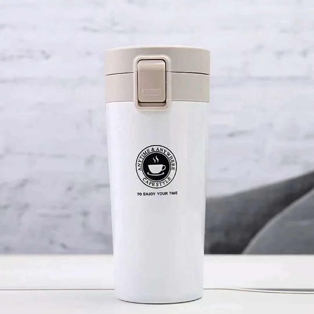Cana Termos Premium din Inox cu Capac Flip 550 ml, TRM018, Alb