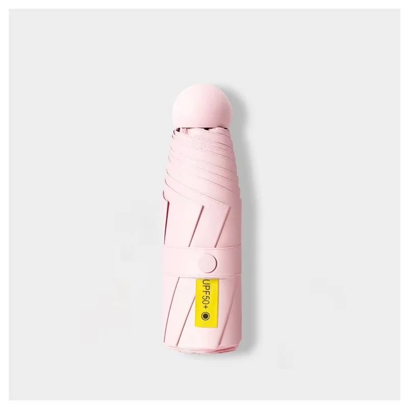 Umbrela pentru ploaie si soare, cu protectie UV din cauciuc negru, UMB006, Roz