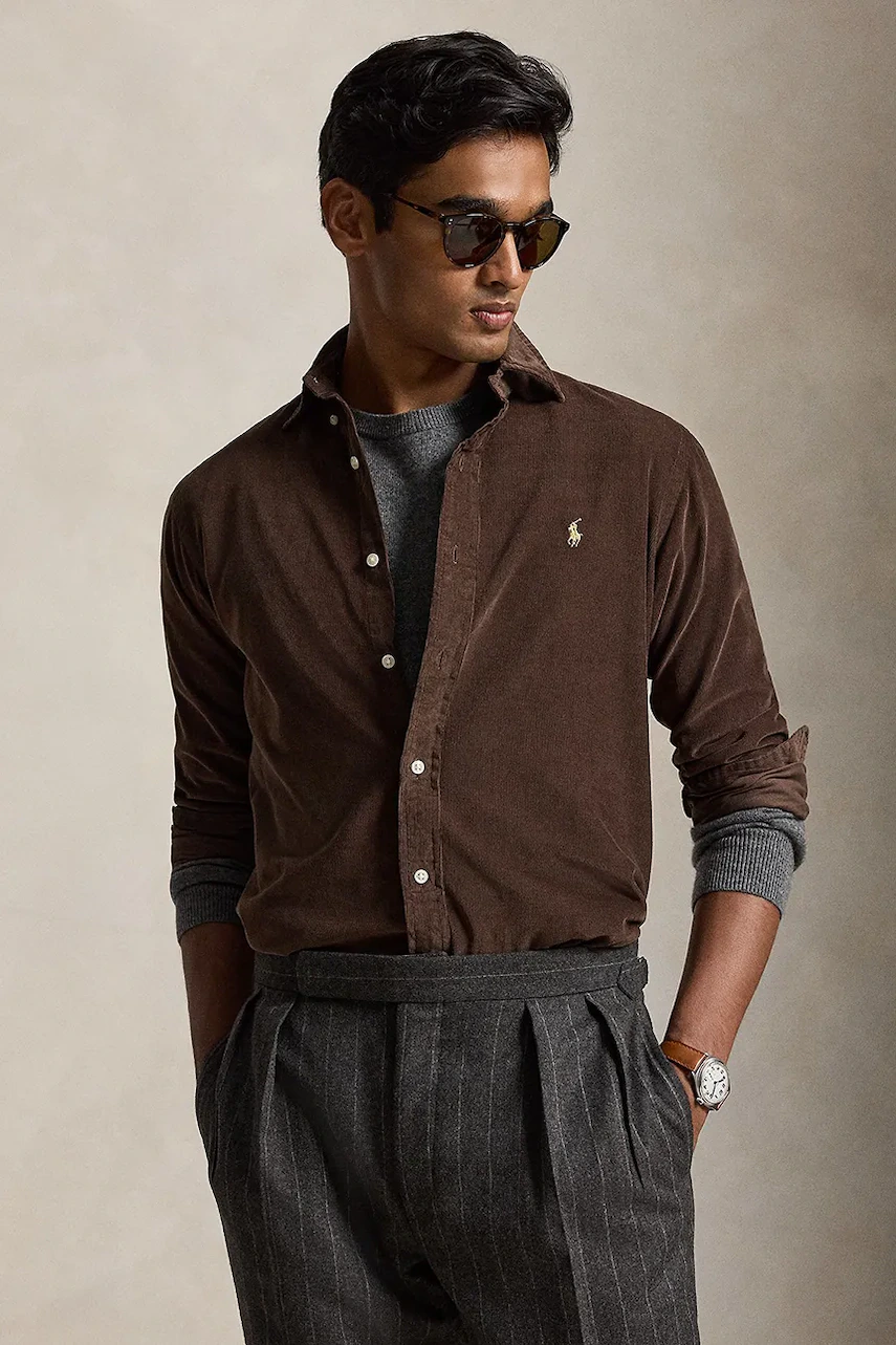 Polo Ralph Lauren  cămașă pentru bărbați din bumbac 21W Corduroy