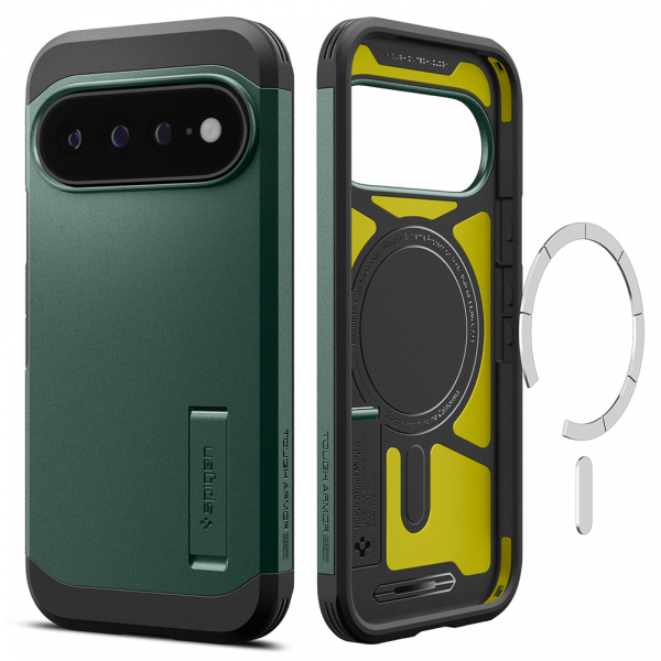 Husa MagSafe pentru Google Pixel 11 Pro XL, Spigen, Tough Armor, Verde ACS11864