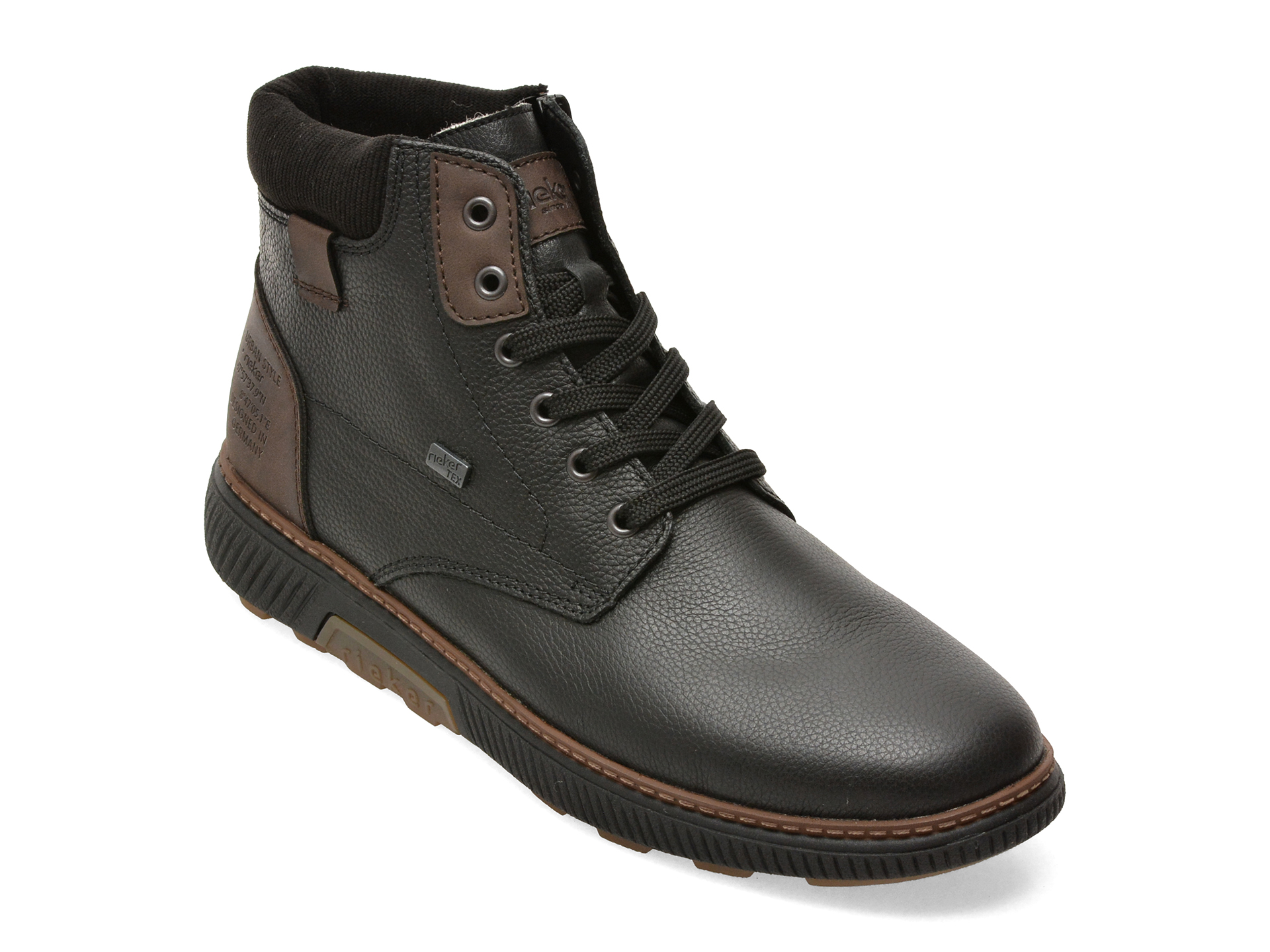 Ghete RIEKER negre, B3343, din piele naturala