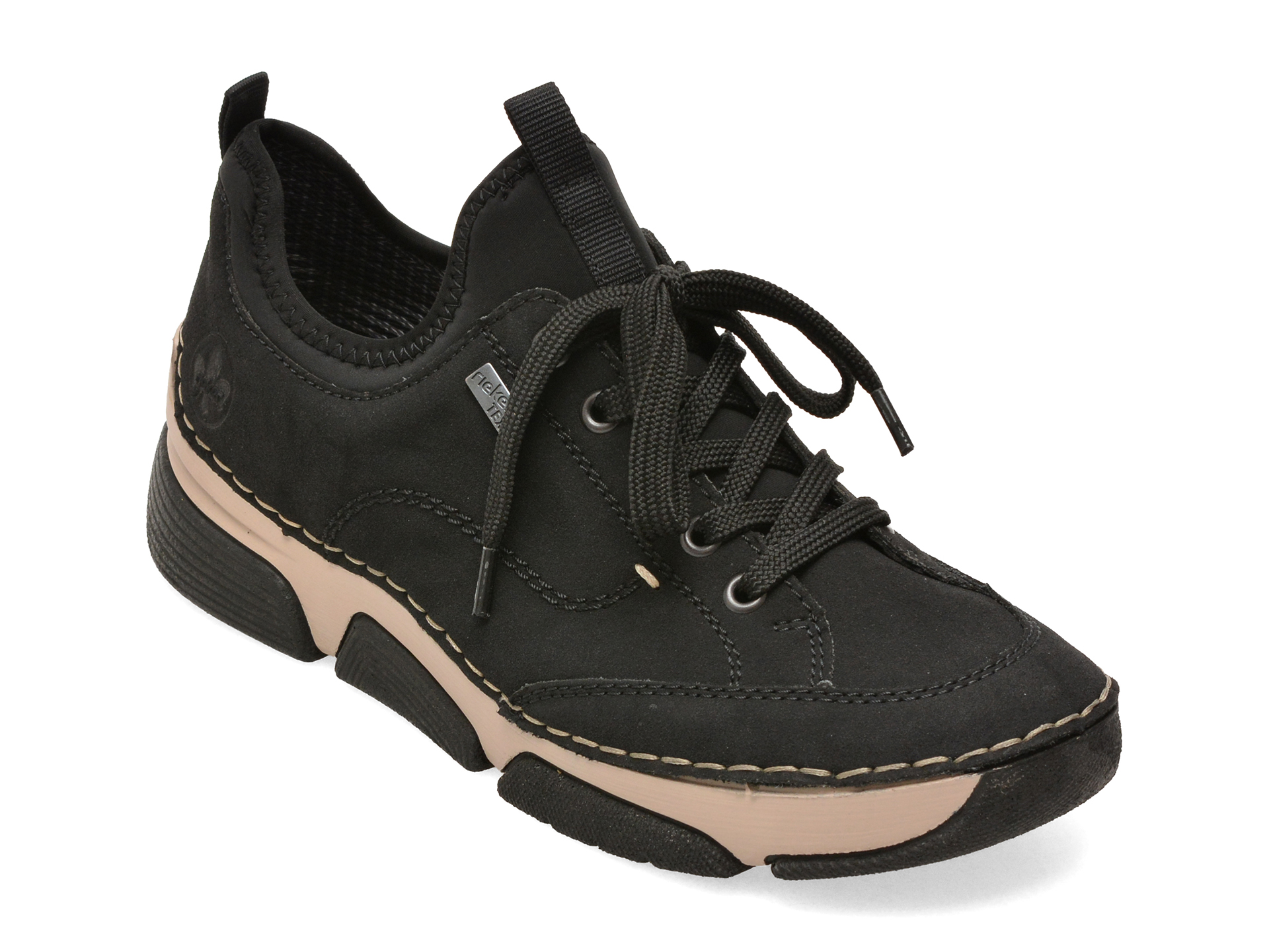 Pantofi sport RIEKER negri, 45976, din piele naturala