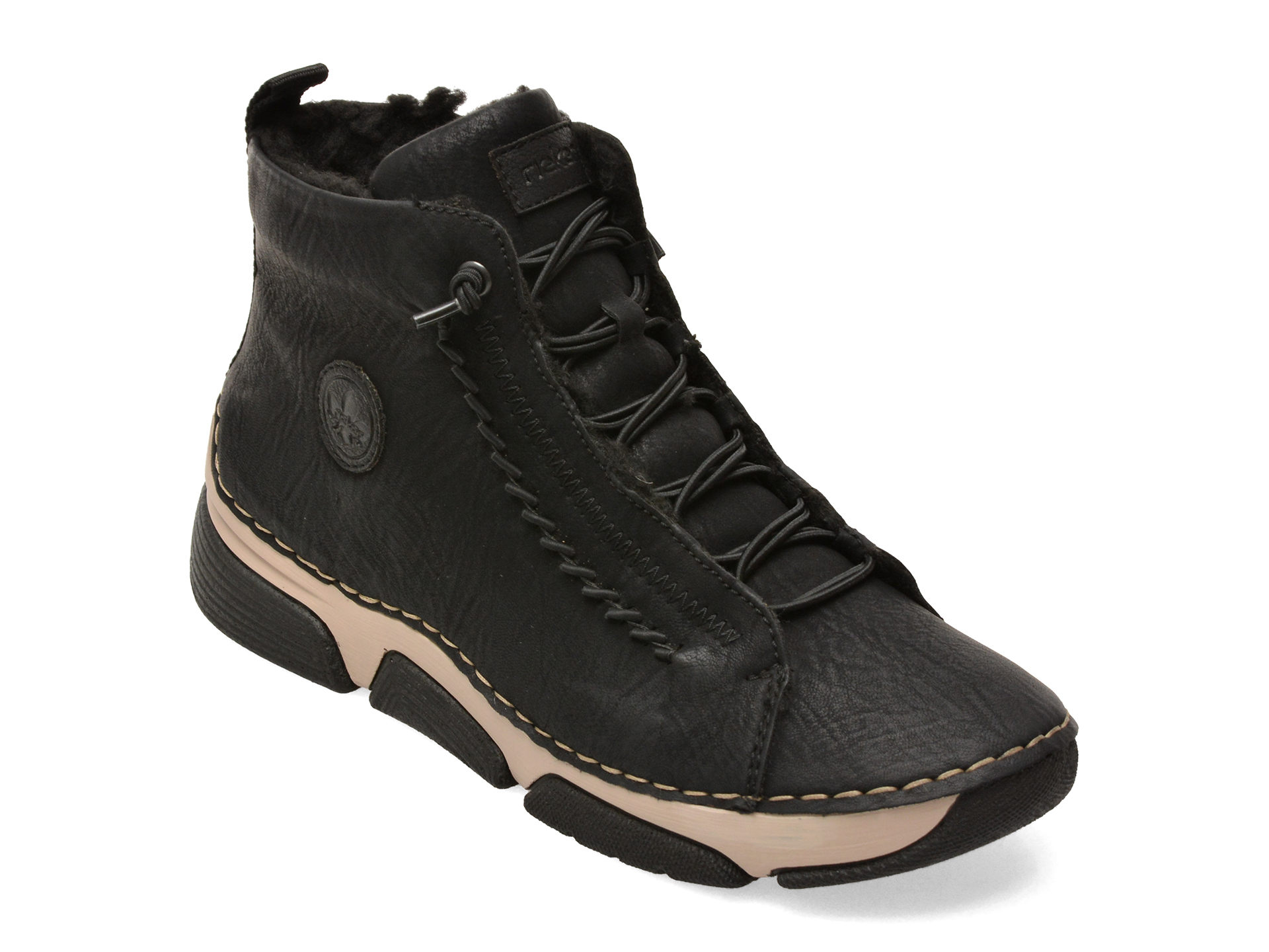 Ghete RIEKER negre, 45912, din piele ecologica