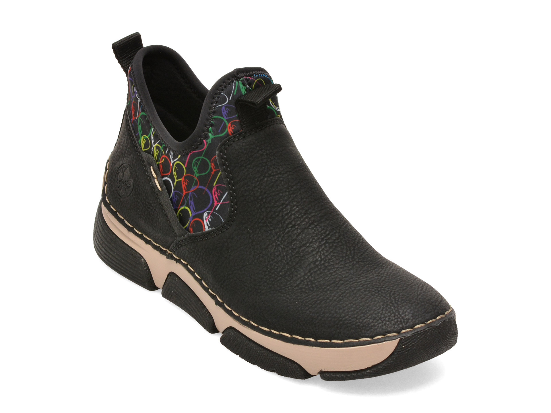 Ghete RIEKER negre, 45957, din piele ecologica