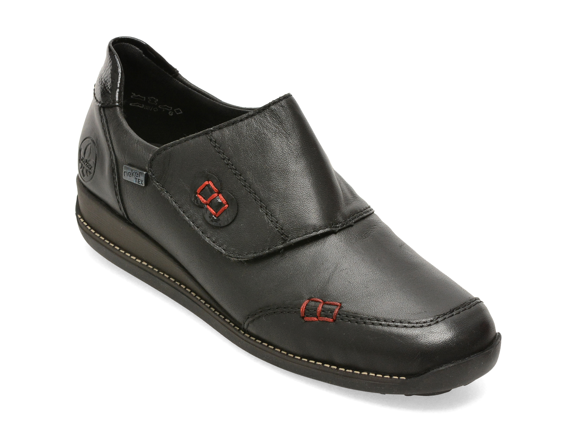 Pantofi RIEKER negri, 44295, din piele naturala