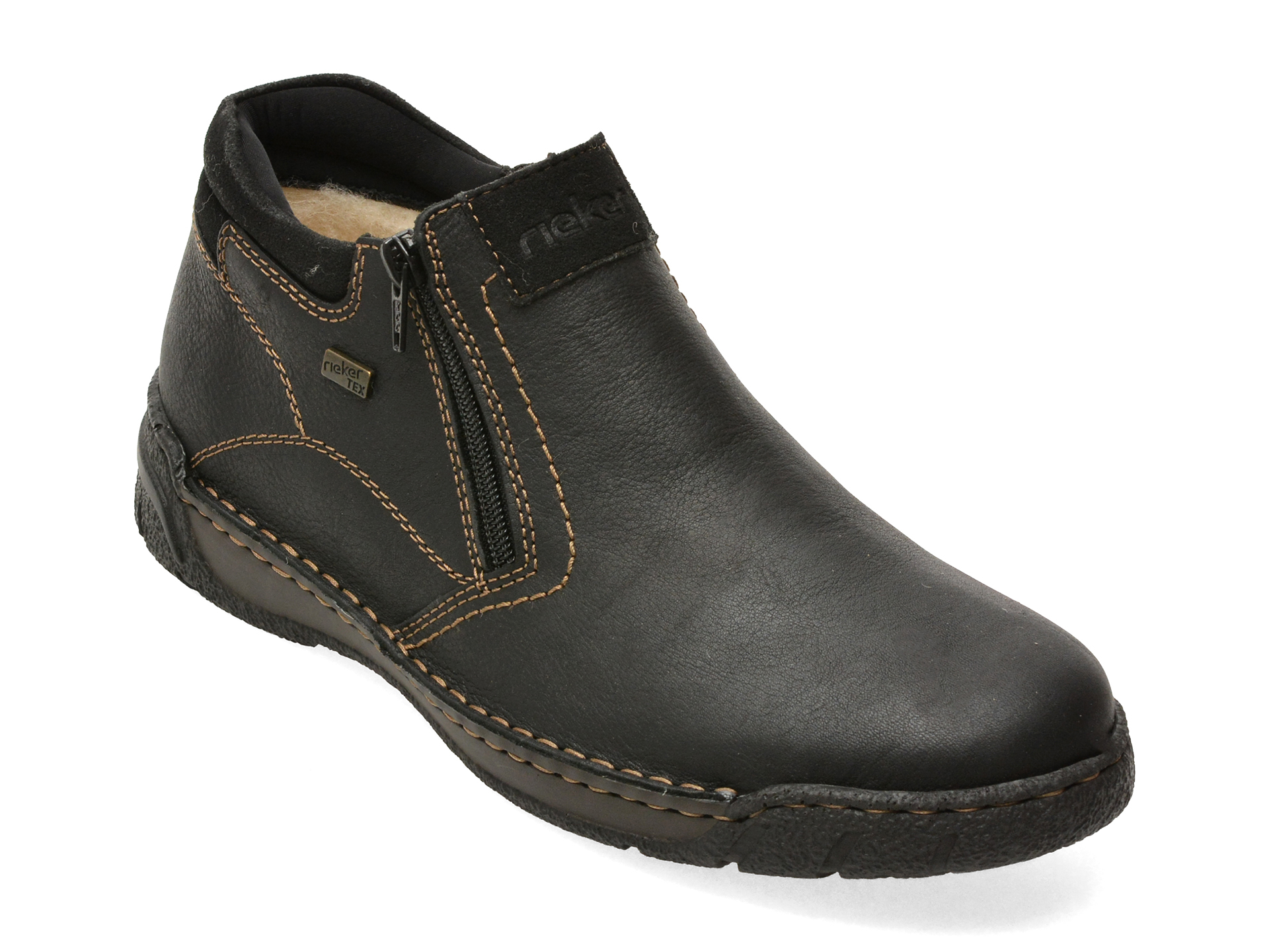 Ghete RIEKER negre, B0392, din piele naturala