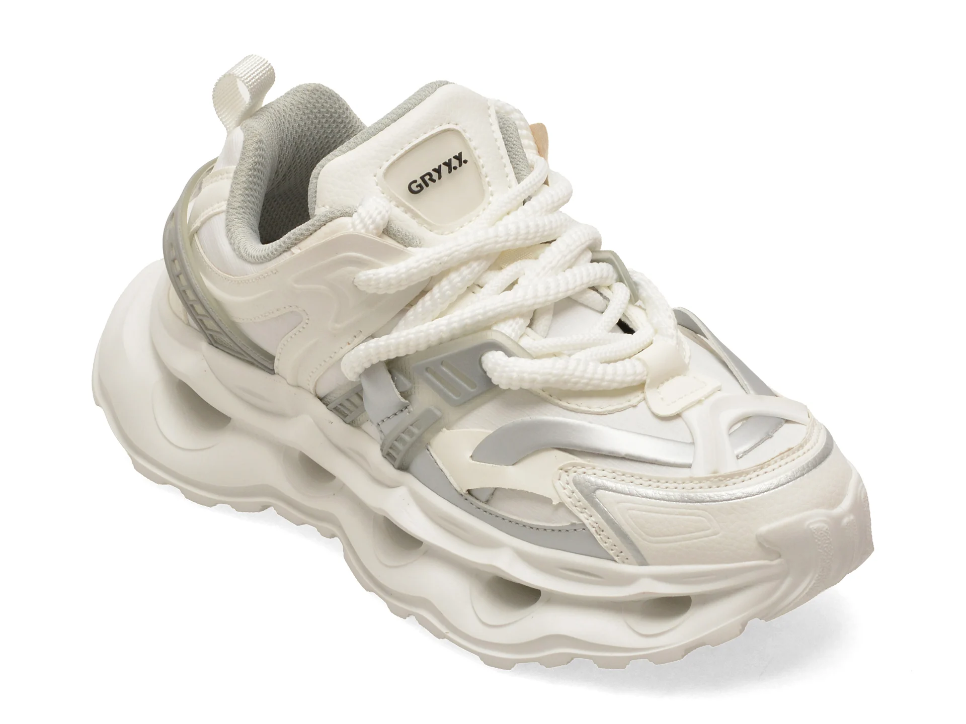 Pantofi sport GRYXX albi, 80410, din piele naturala