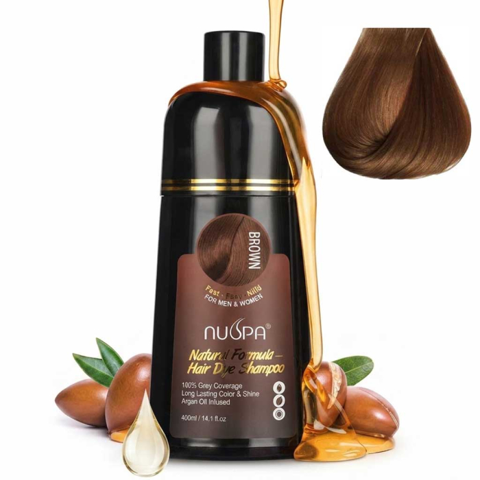 Sampon Colorant Saten, Acoperire 100% a Firelor Albe, Unisex, Infuzat cu Ulei de Argan, 400 ml