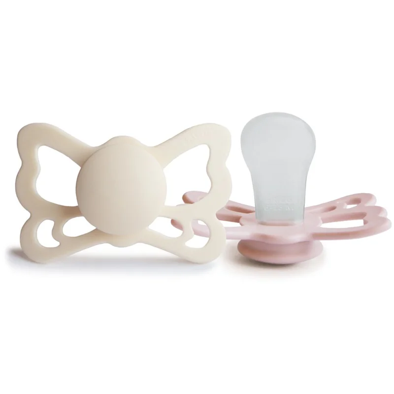 FRIGG Butterfly Size 2:6-18 months suzetă Cream/Blush 2 buc