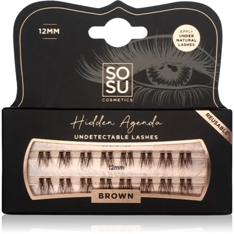 SOSU Cosmetics Hidden Agenda Undetectable Lashes pachet cu gene fără noduri autoadezive 12 mm Brown 16 buc