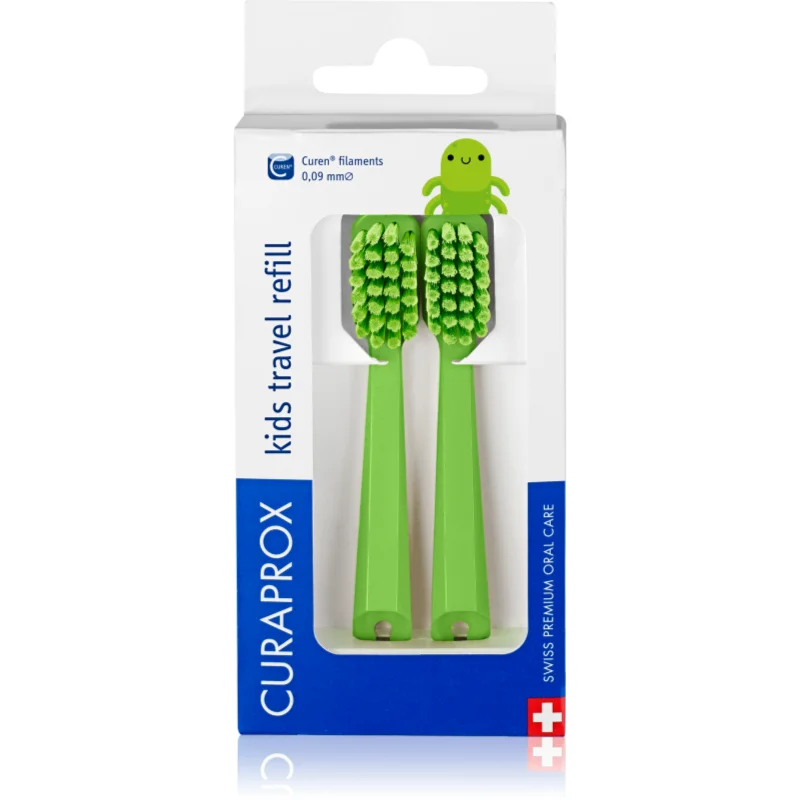 Curaprox Kids Travel refill capete de schimb periuta de dinti Green 2 buc