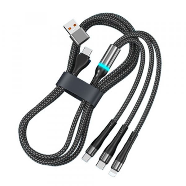 Cablu Incarcare USB-C / USB-A - Lightning / microUSB / USB-C OEM B6, 100W, 1.2m, Negru