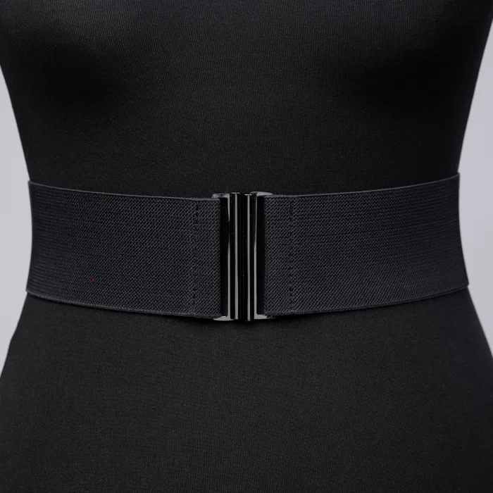 Curea lata neagra din material elastic - 6 cm