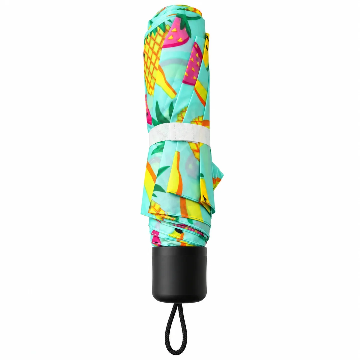 Umbrela pliabila pentru ploaie, 8 spite, diametru 97 cm, UMB060, cu imprimeu tropical fructe