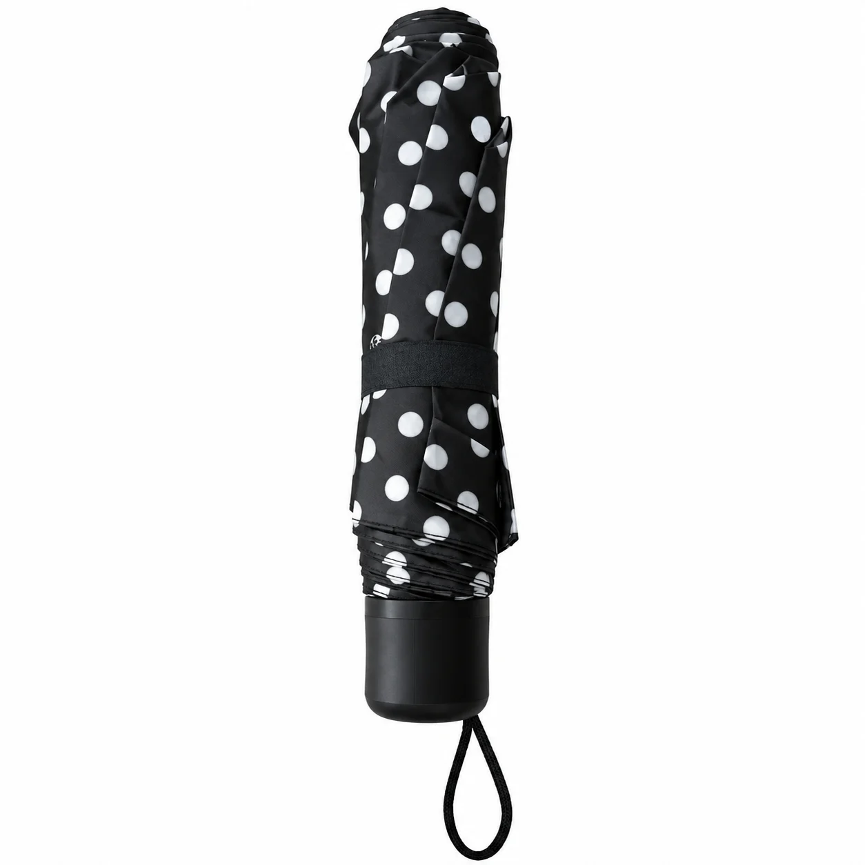 Umbrela pliabila pentru ploaie, 8 spite, diametru 97 cm, UMB068, Neagra cu buline