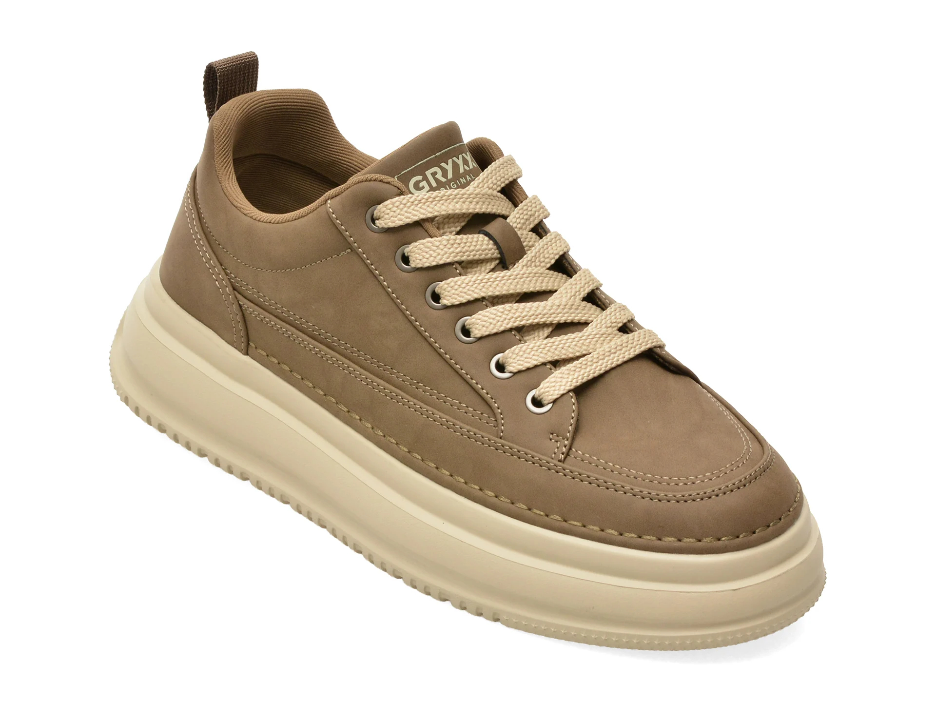 Pantofi sport GRYXX kaki, F8956, din piele naturala