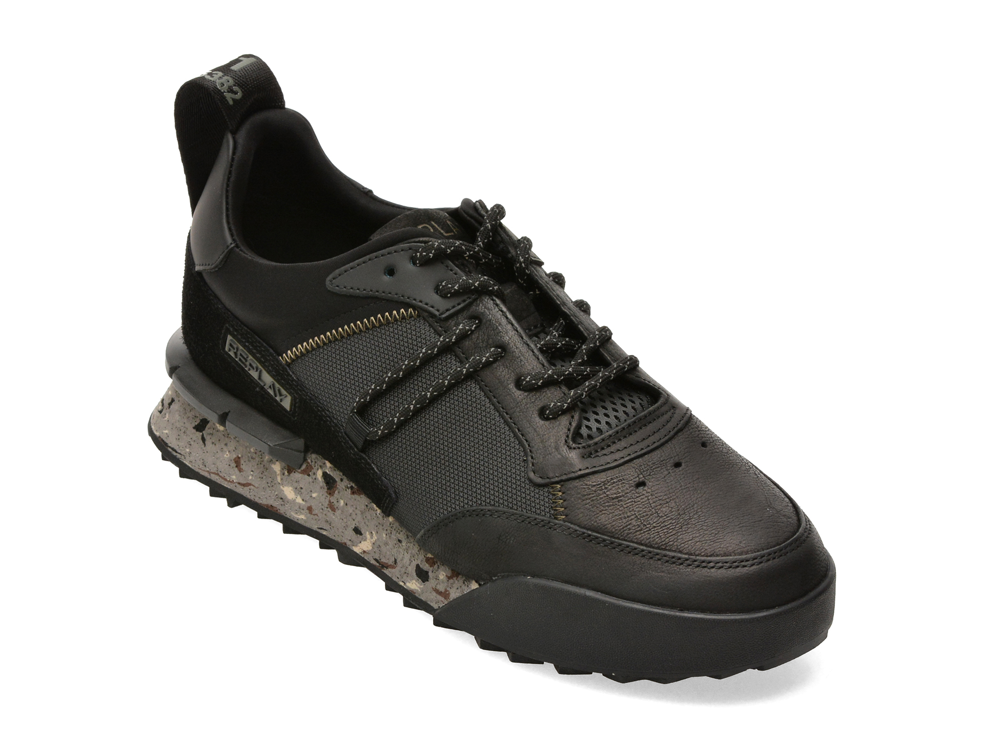 Pantofi sport REPLAY negri, MS1P2SL, din material textil si piele naturala