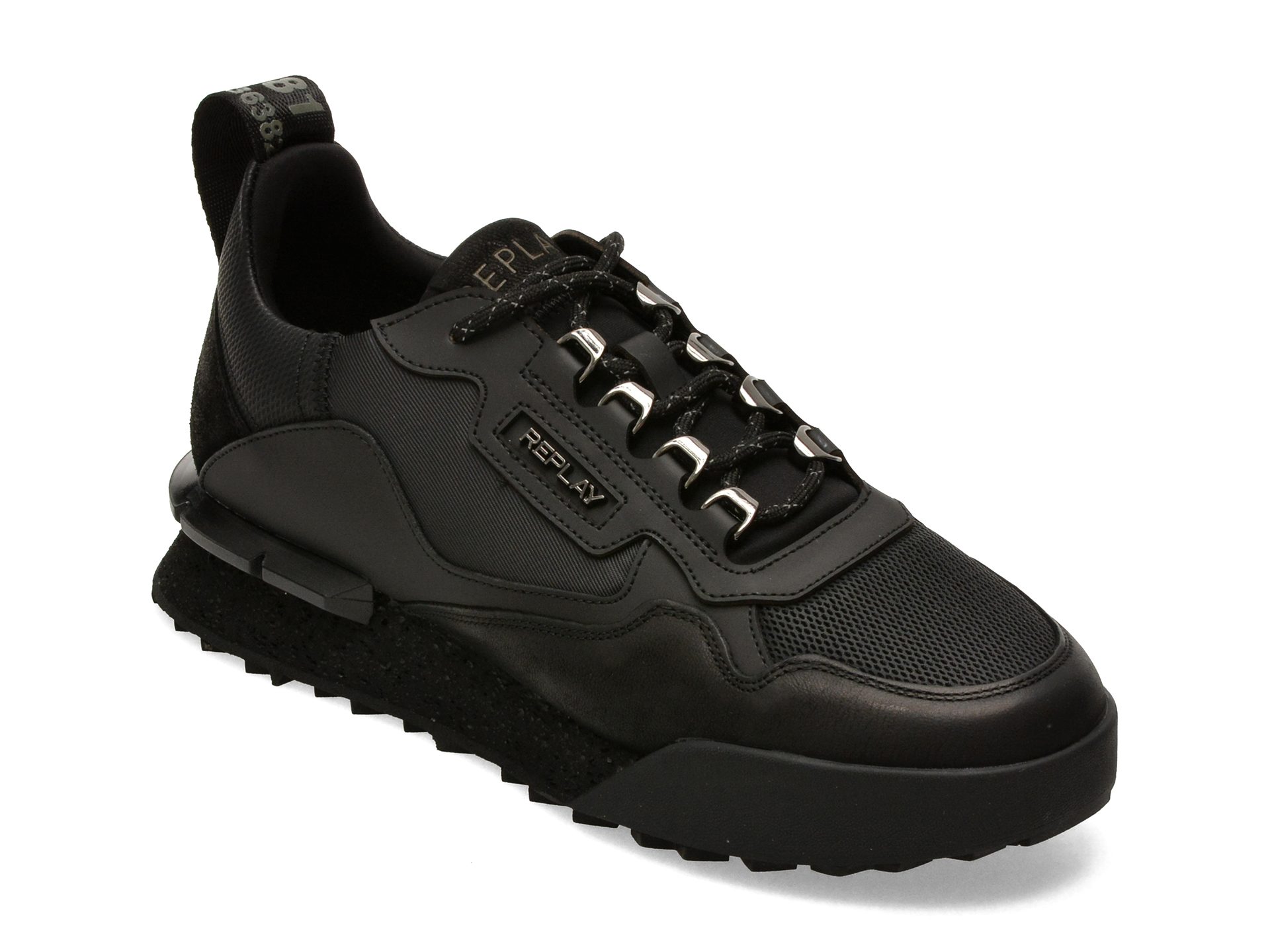 Pantofi sport REPLAY negri, MS1P2VL, din material textil si piele naturala